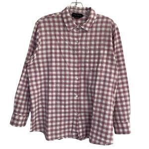 Hatch Maternity The Boyfriend Shirt Button Down Top 2 M/L Purple White Gingham